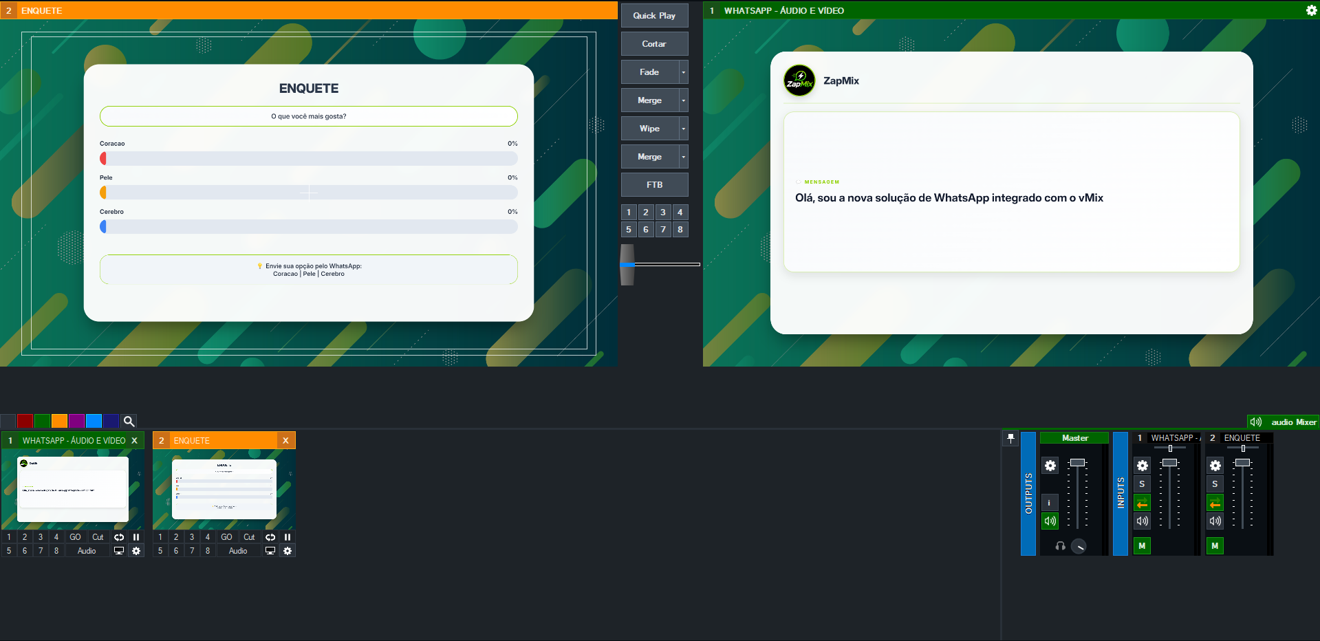 ZapMix integrado ao vMix
